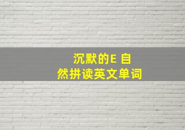 沉默的E 自然拼读英文单词